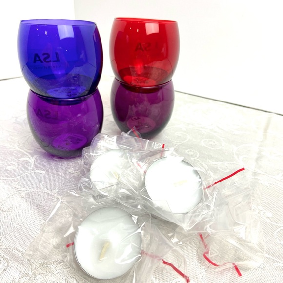 LSA International Colored Glass  Tealight Holders (4pcs.) - Picture 9 of 9